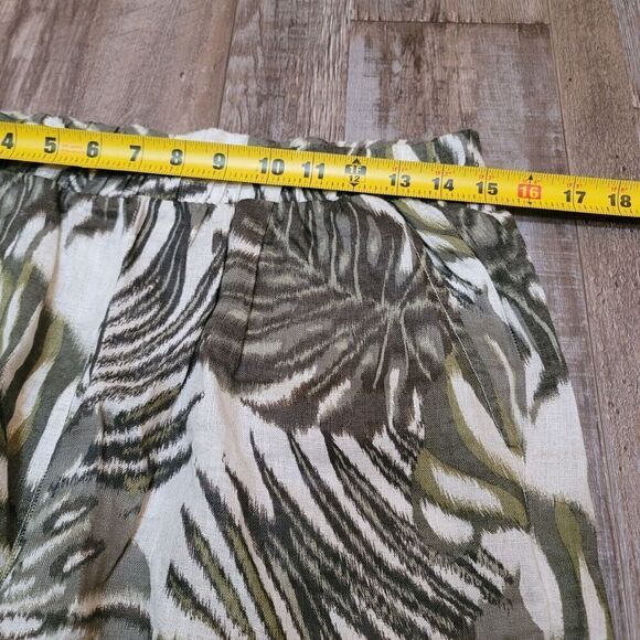 TAHARI Floral Cropped Wide-Leg Linen Pull On Pants Women’s Size Medium Pockets - Picture 7 of 8